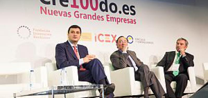 De izda a dcha. Francisco Garzon, Consejero Delegado del ICEX, Pedro Guerrero, Presidente de Bankinter y Javier Vega de Seoane, Presidente del Circulo de Empresarios